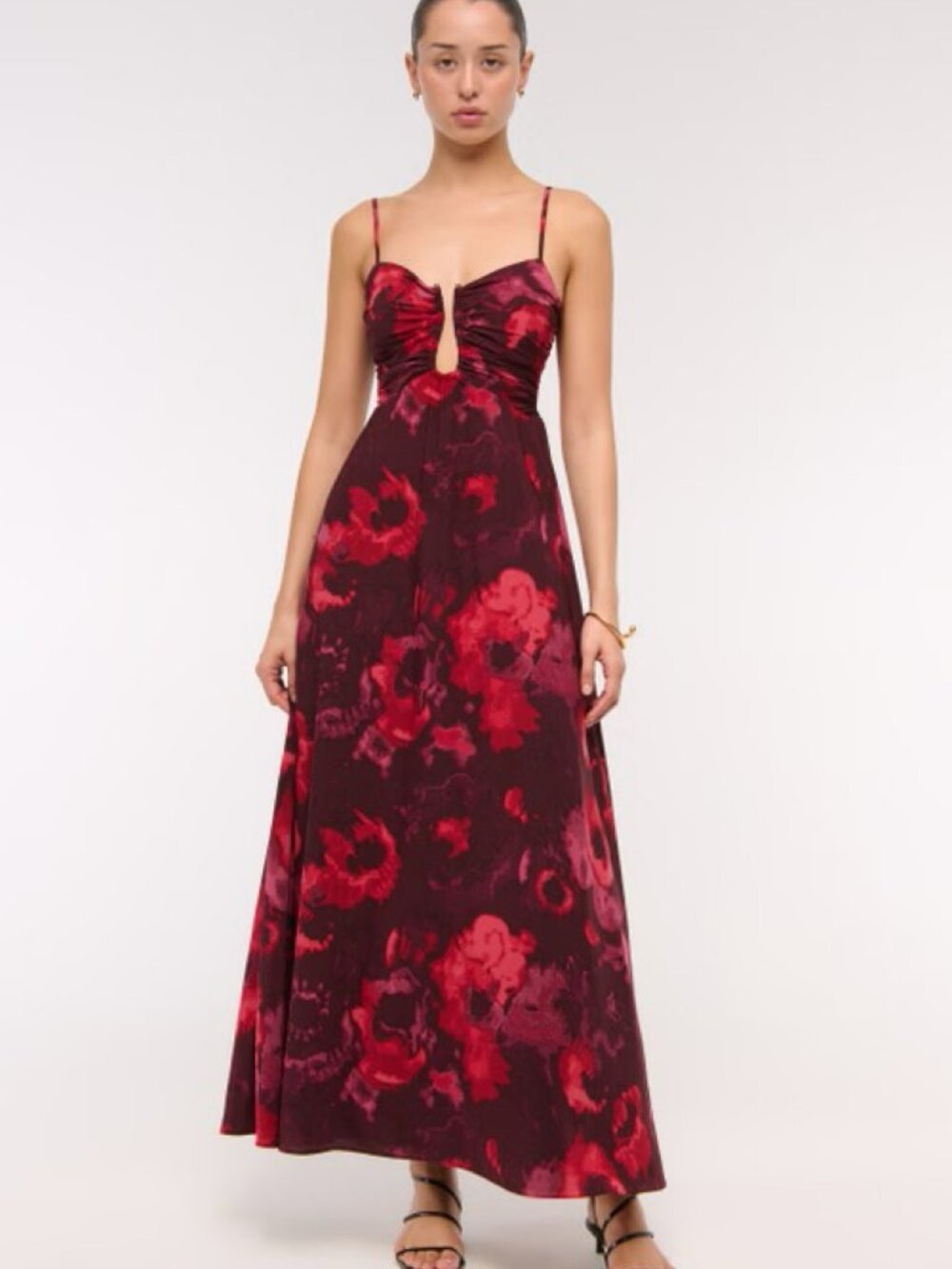 Abercrombie & Fitch Burgundy and Red Floral Maxi Dress